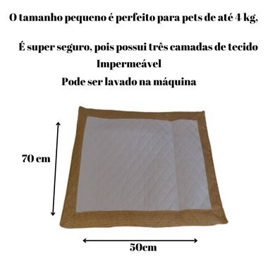 Tapete Higiênico Impermeável Pequeno para Pets - Branco Cacau Lavável