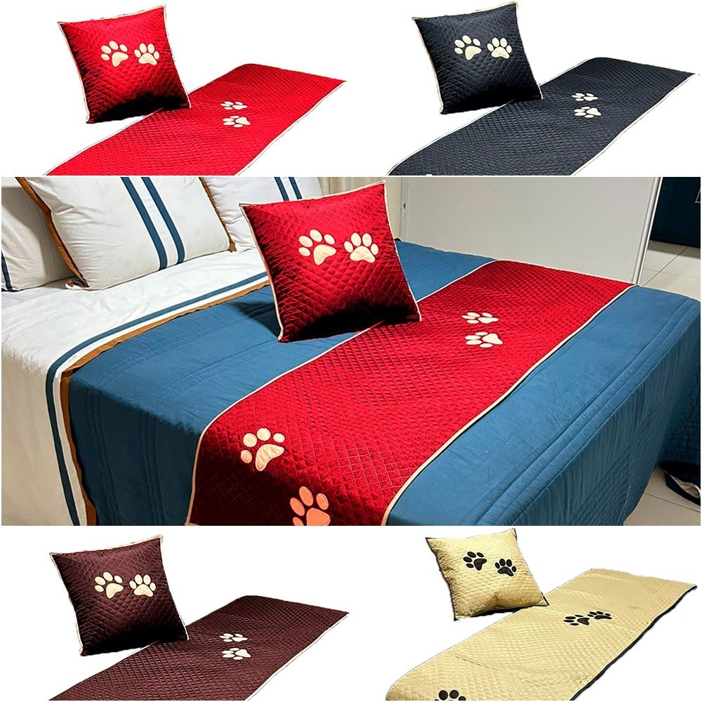 Kit 3 Pçs Peseira Almofada com Enchimento Impermeáveis  Vermelho para Cama de Solteiro