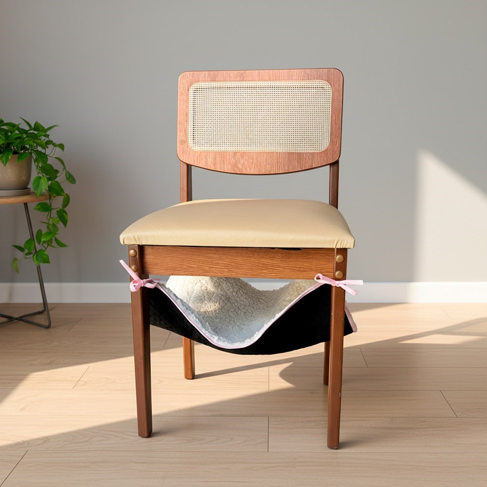 Cama Suspensa paa Gatos Impermeável para Cadeiras e Poltronas Durável Macia Palha e Rosa