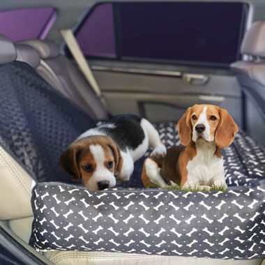 Cama Pet e Capa Protetora Impermeável 2 em 1 para Banco Traseiro de Veículo - Preto