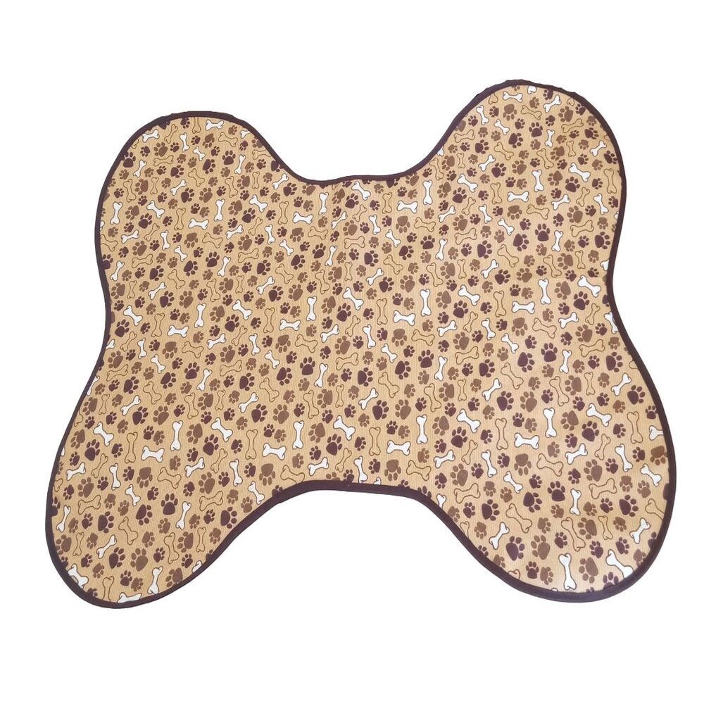 Tapete Comedouro Impermeável para Pets Patinhas Marrom Reutilizável
