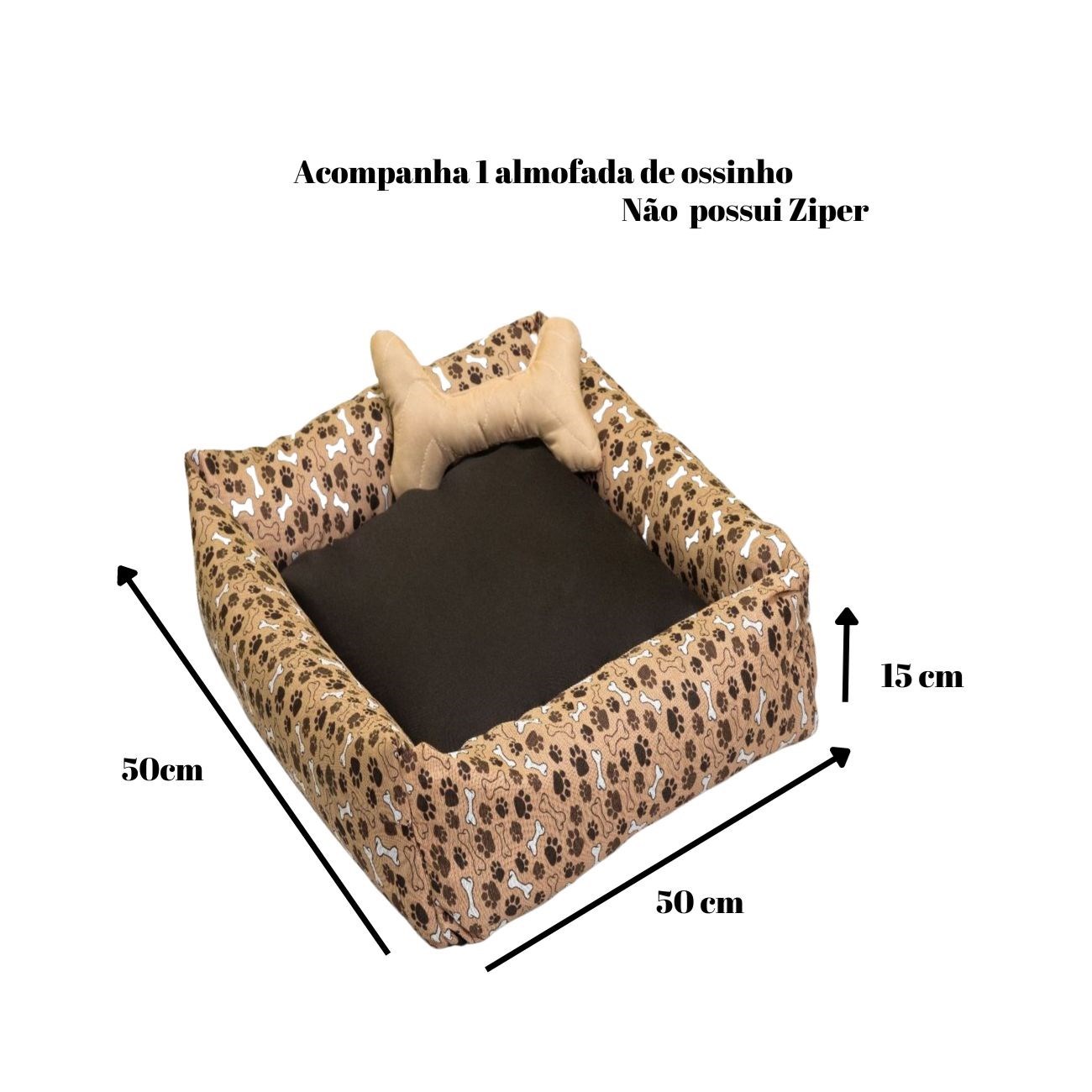 Cama Simples Media Quadrada  Marrom