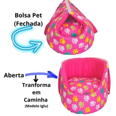 Bolsa Cama Pet 2 em 1 Impermeável para Transporte  Pink