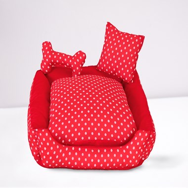 Cama Gigante Impermeável Quadrada Para Pet  Minnie Vermelho