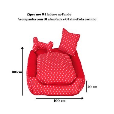 Cama Gigante Impermeável Quadrada Para Pet  Minnie Vermelho