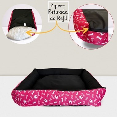 Cama Impermeável Extra Grande Quadrada para Pets Pink