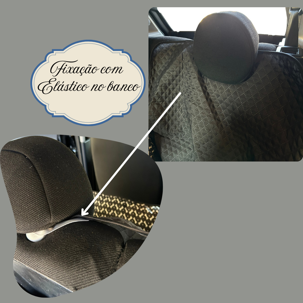 Cama e Capa Protetora 2 em 1 Impermeável para Assento Traseiro Veicular Grande Marrom Estampado