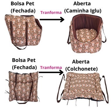 Kit 2 Pçs Bolsa para Transporte Cama Iglu e Colchonete 2 em 4 Bolsa Impermeável Avelã