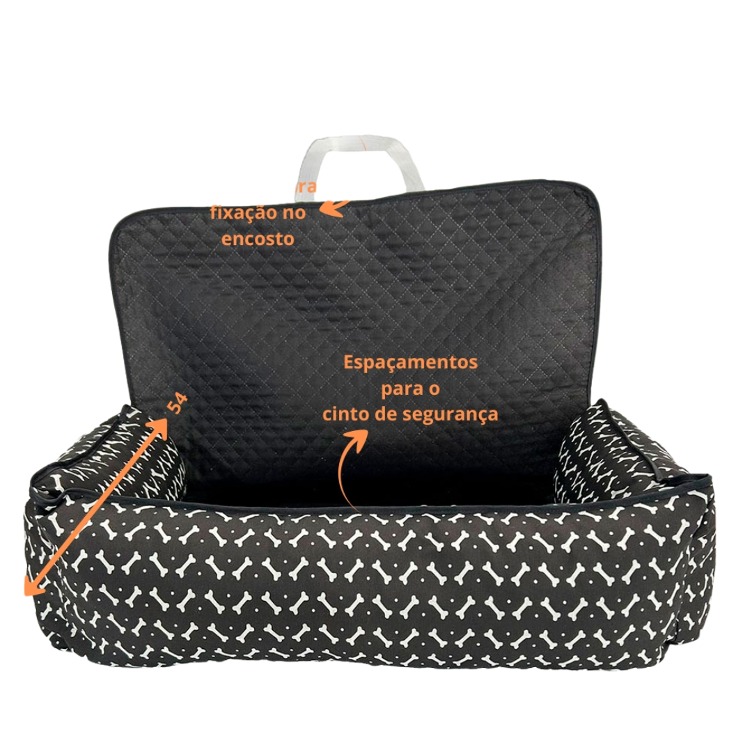 Capa e Cama Protetora Impermeável para Banco Traseiro Veicular Preto Liso