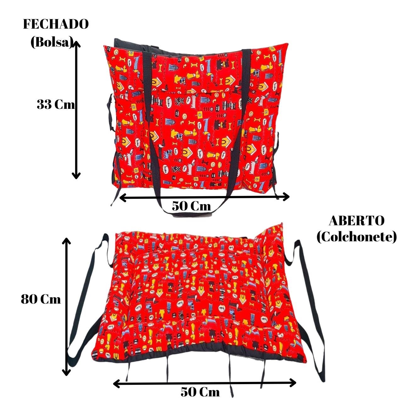 Colchonete Pet 2 em 1 Impermeável– Dog Vermelho (Colchonete que Vira Bolsa)