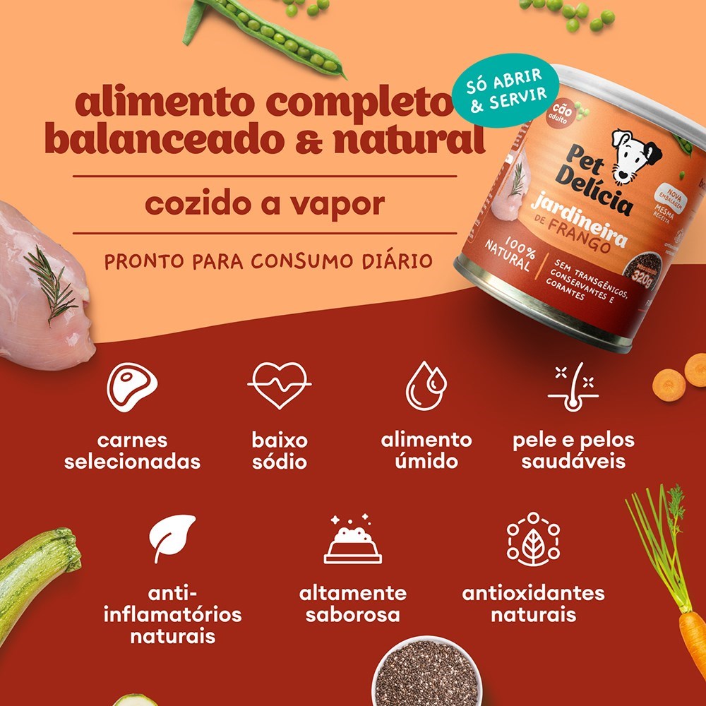 Alimentação Natural Pet Delícia Jardineira de Frango para Cão 320g 