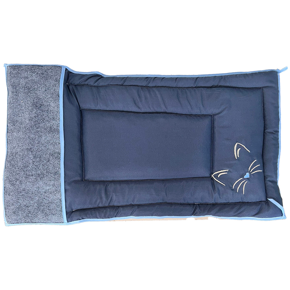 Colchonete Tapete Pet P/ Gatos Médio com Arranhador Azul