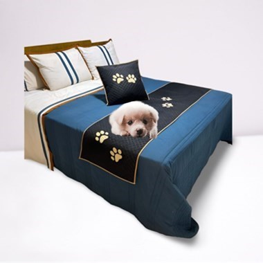 Kit 3 Pçs Peseira e Almofada Impermeáveis para Pet – Preto para Cama de Casal