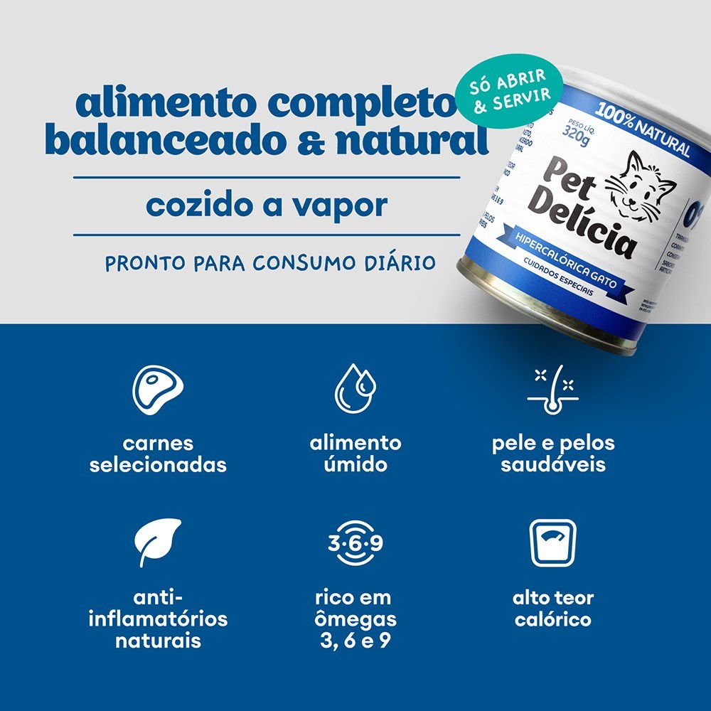 Alimentação Natural Pet Delícia Hipercalórica Gato 320g