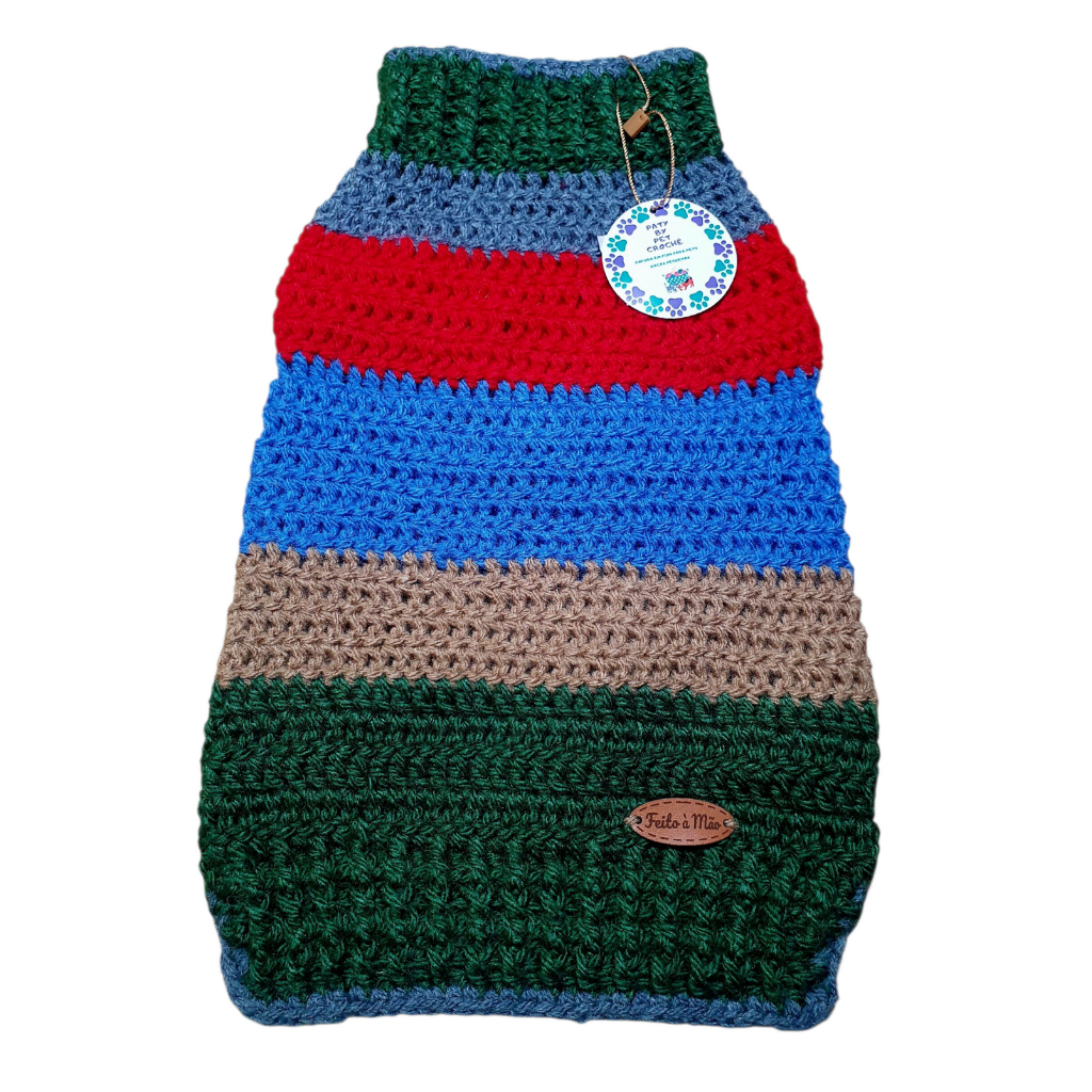 Suéter Listrado Colorido Estilo Anos 80 para Pets – Um Toque Retro Cheio de Estilo!