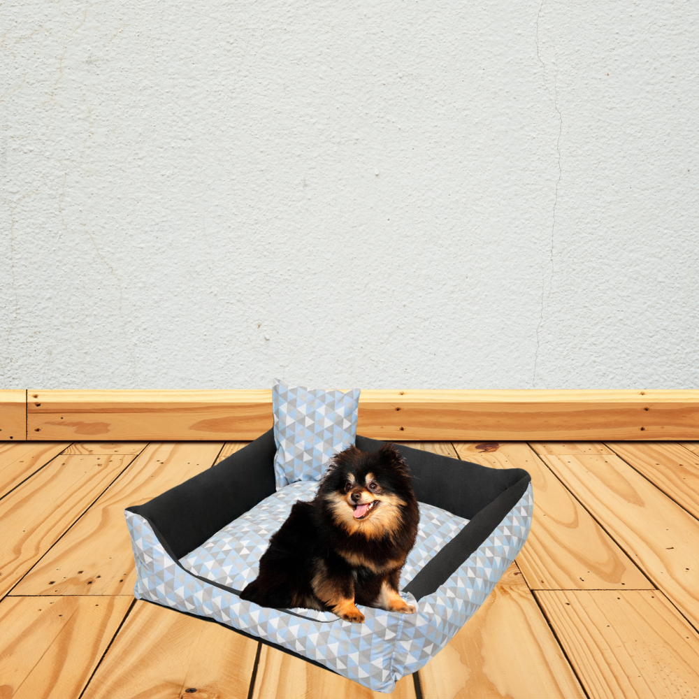 Cama Luxo Impermeável Extra Grande para Cães e Gatos – Preto/Azul