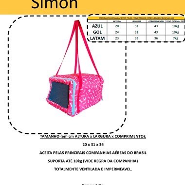Bolsa Impermeável para Transporte de Pets - Ideal para Viagens de Avião e Carro - Cor Pink