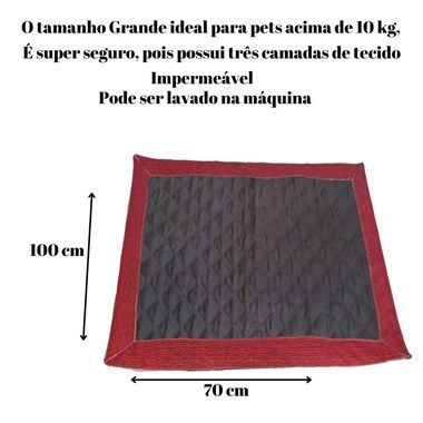 Tapete Higiênico Impermeável Pet - Grande, Escuro Vermelho| Reutilizável