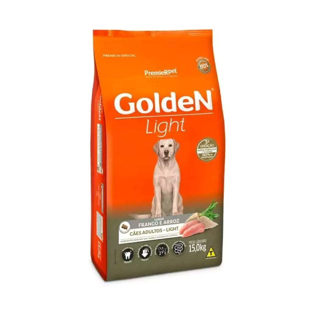 Ração Golden Light Cão Raças Médias e Grandes Frango e Arroz 15kg