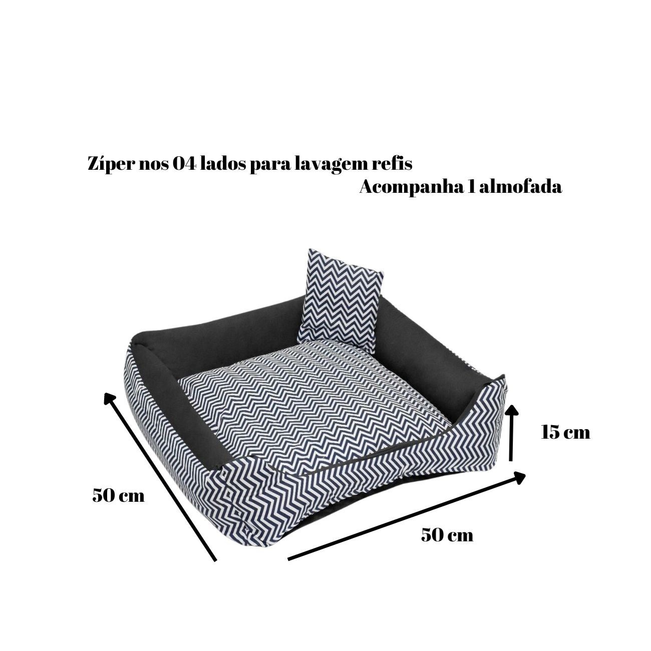 Cama Luxo Impermeável Média Preta para Cães e Gatos – Conforto e Estilo