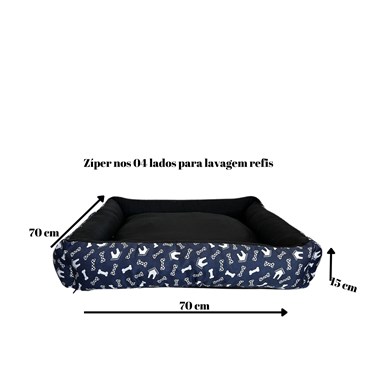 Cama Pet Impermeável Extra Grande Quadrada Azul