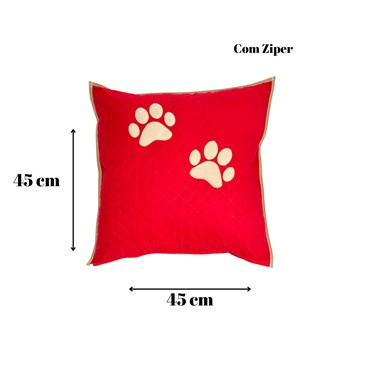 Almofada Decorativa com Capa e Refil Pet Vermelha 