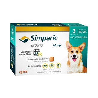 Antipulgas e Carrapatos Cães Simparic 10-20kg Combo 3 Comprimidos