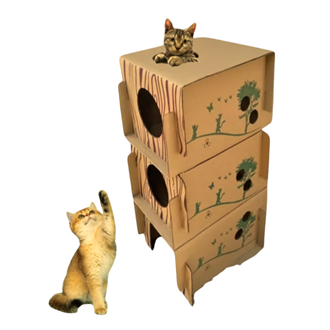 Toca Casa Para Gatos Condocat Brinquedo 3 em 1 Papelão Reciclável e Biodegradável