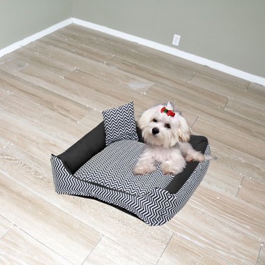 Cama Luxo Impermeável Média Quadrada Preta para Pets 