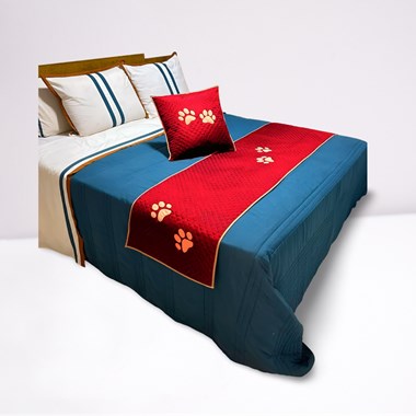 Kit 3 Peças Peseira e  Almofada Cheia Impermeável para Pet Vermelho Cama de Casal