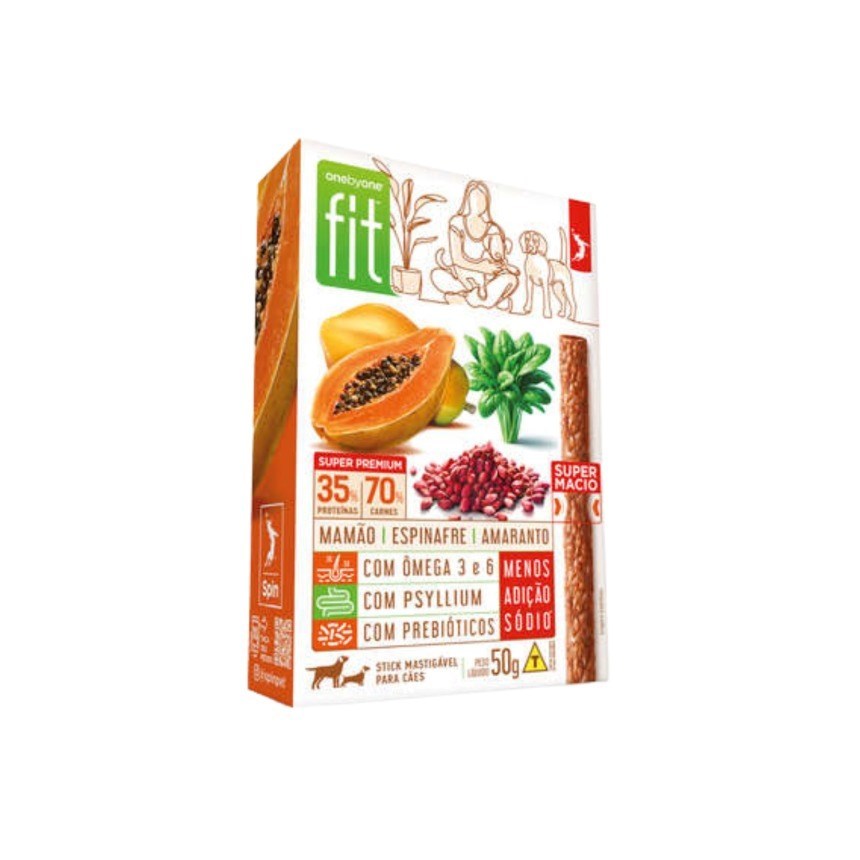 Petisco Stick Fit Gourmet para Cães Sabor Mamão, Espinafre e Amaranto 50g
