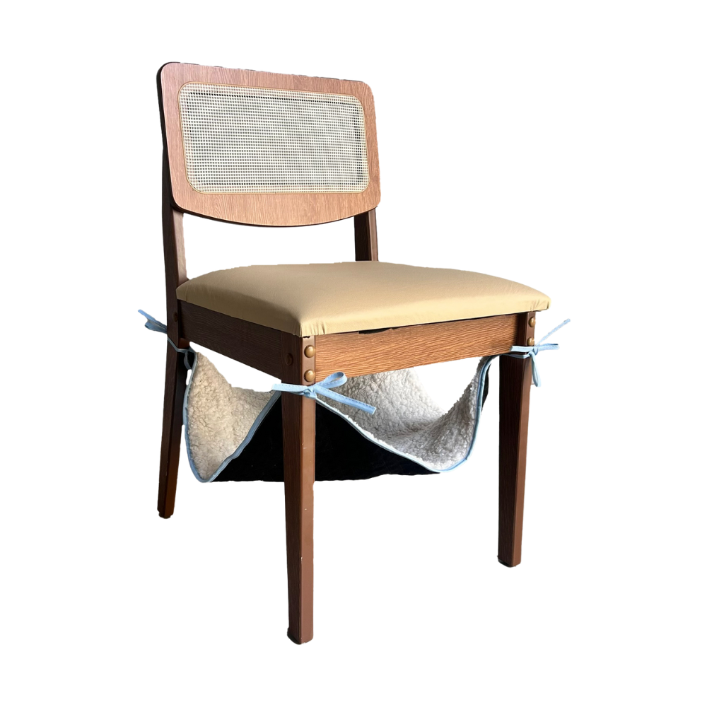 Cama Suspensa paa Gatos Impermeável para Cadeiras e Poltronas Durável Macia Palha e Azul