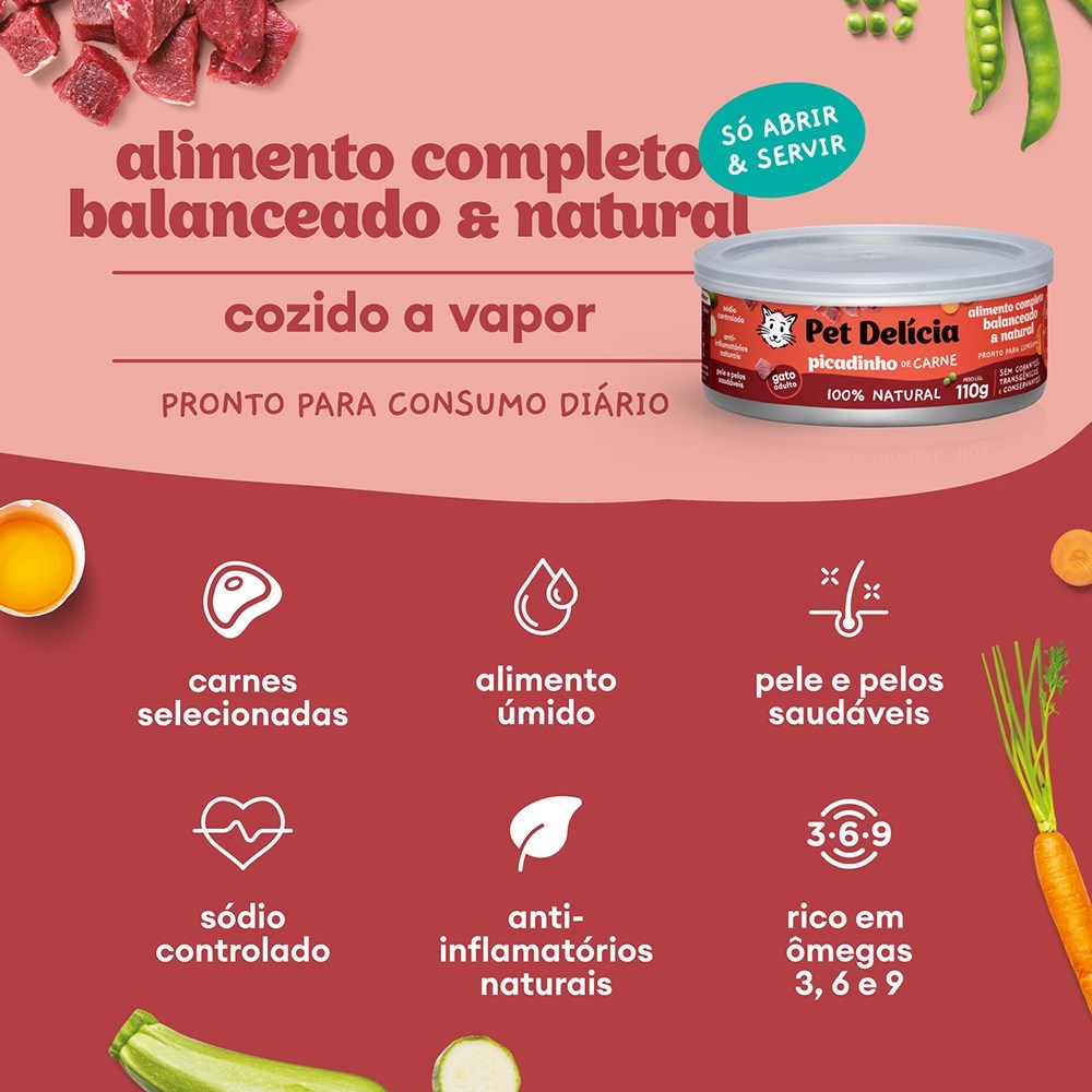 Alimentação Natural Pet Delícia Picadinho de carne para Gato 110g