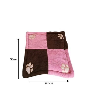 Colchonete Tapete Pet Rosa Quadrado Patinhas Marrom e Rosa