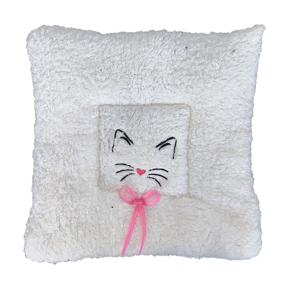 Colchonete Tapete P/Gatos Impermeável Antivazamento Cor Palha Médio 50x50cm Laço Rosa 