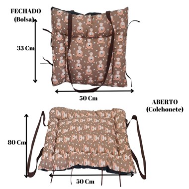 Colchonete  e Bolsa Pet 2 em 1 Impermeável Retangular Dog Avelã (Colchonete que Vira Bolsa)