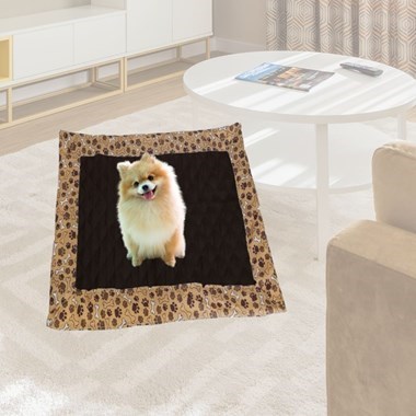 Tapete Higiênico Impermeável Pet– Médio Escuro com Patinha Marrom Reutilizável