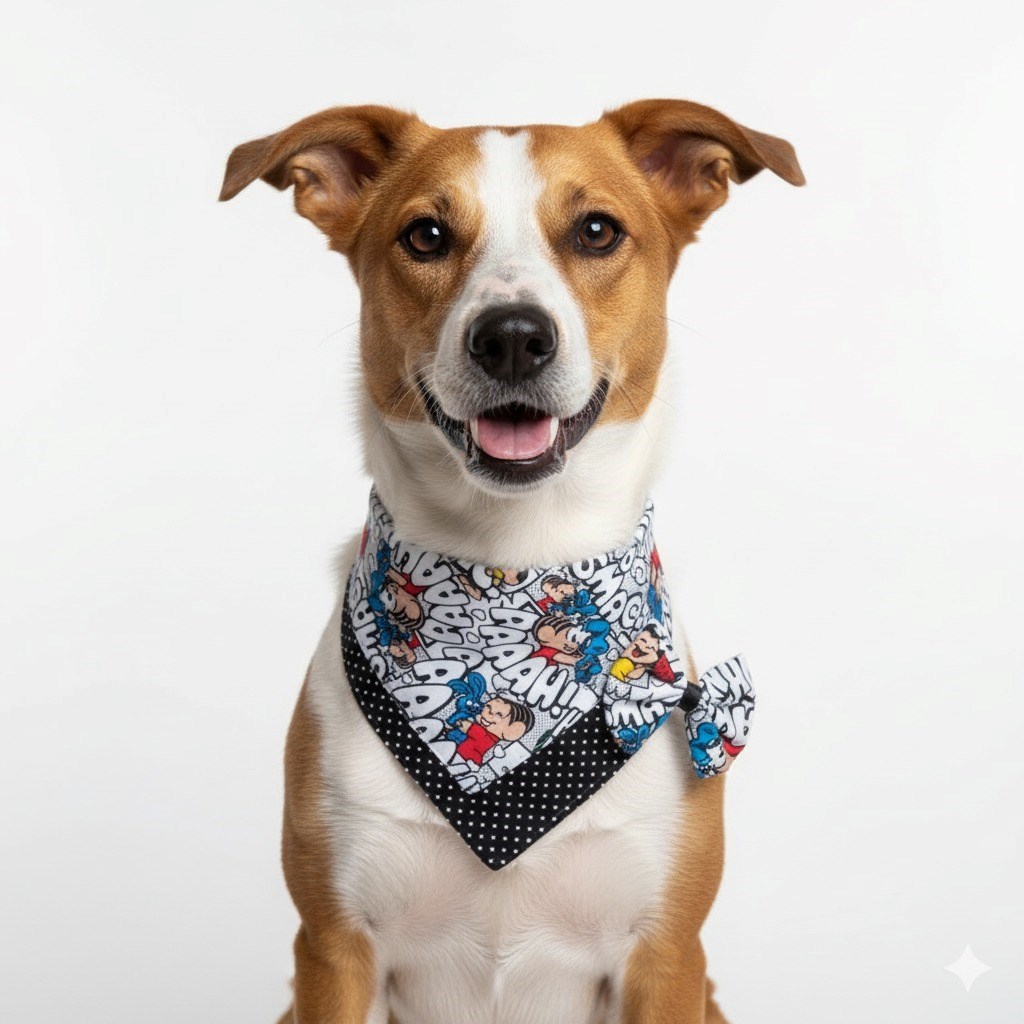 Kit Bandana Para Pets Dupla Face Com Botões + Lacinho Tam: M