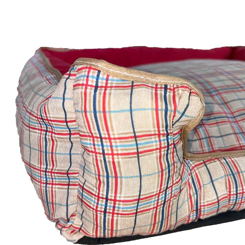 Cama Pet Gigante Impermeável  Quadrada Bella Xadrez Vermelho