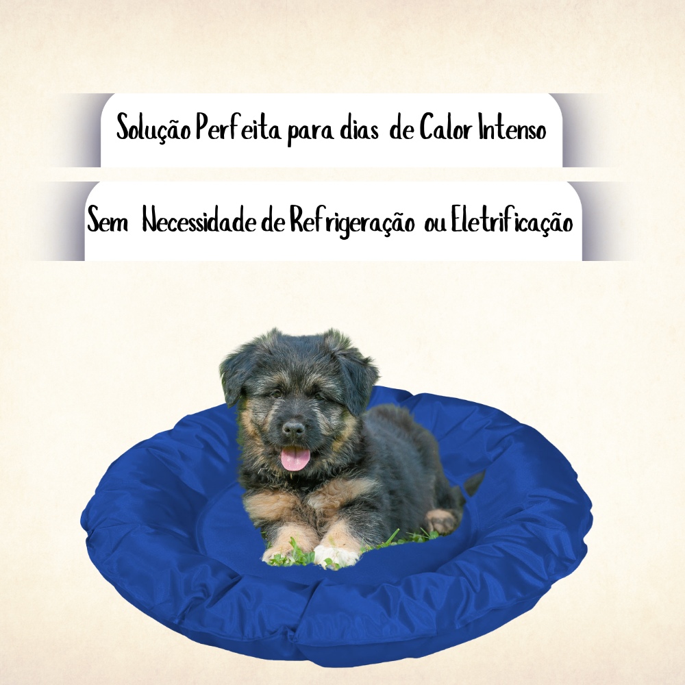 Tapete Gelado Redondo para Pets Azul Médio -  Impermeável e Refrescante para Dias Quentes para Pets