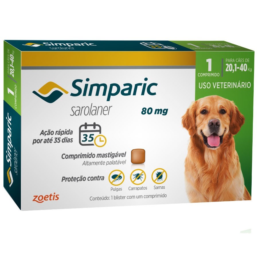 Simparic 80mg 20,1 a 40kg   1 unidade