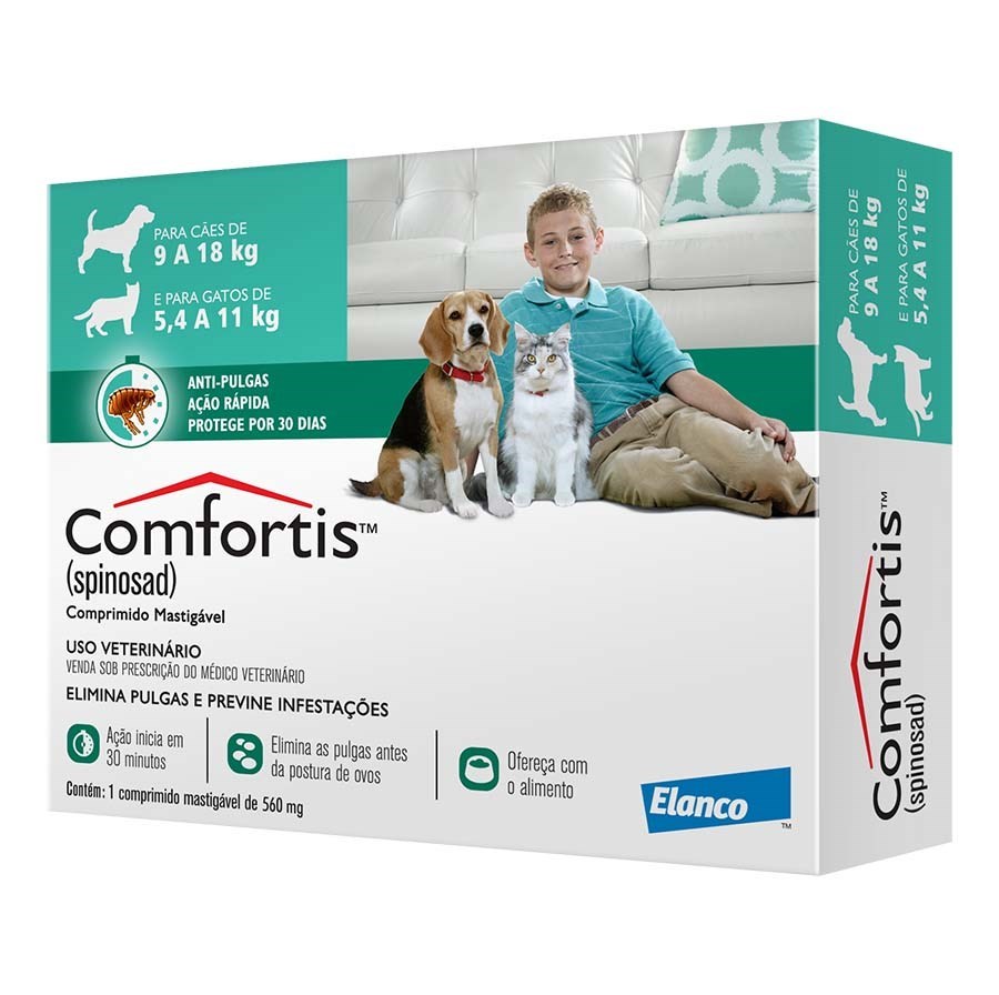Comfortis 560mg Cães(9 a 18kg) Gatos(5,4 a 11kg)  1 unidade