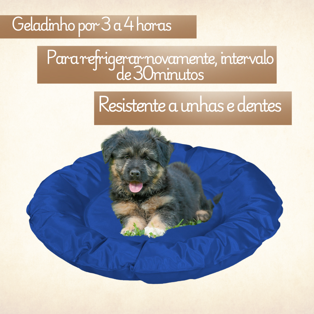 Tapete Gelado Redondo para Pets Azul Médio -  Impermeável e Refrescante para Dias Quentes para Pets