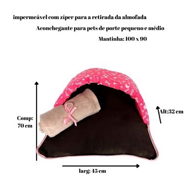Kit 2 Pçs Toca e Saco de Dormir Impermeável Pink com Manta Avelã