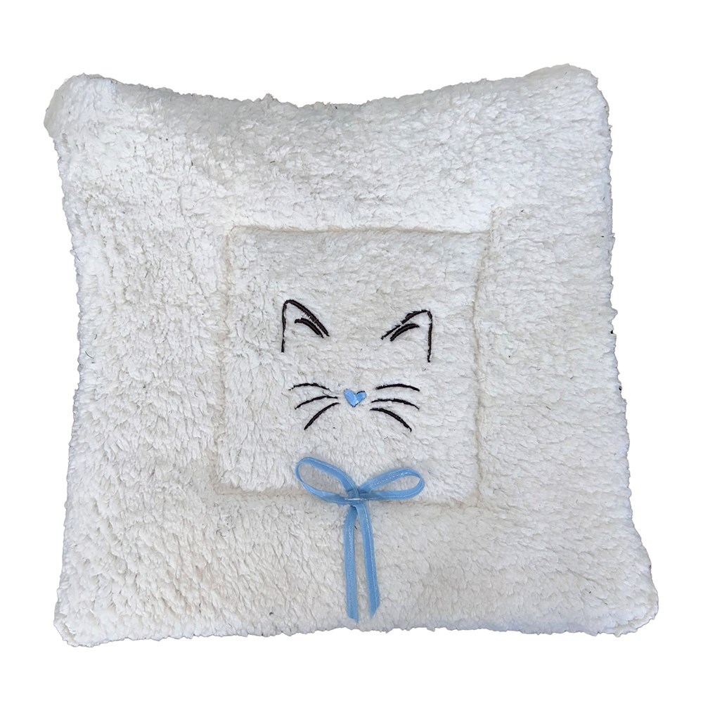 Colchonete Tapete P/Gatos Impermeável Antivazamento Cor Palha Médio 50x50cm Laço Azul