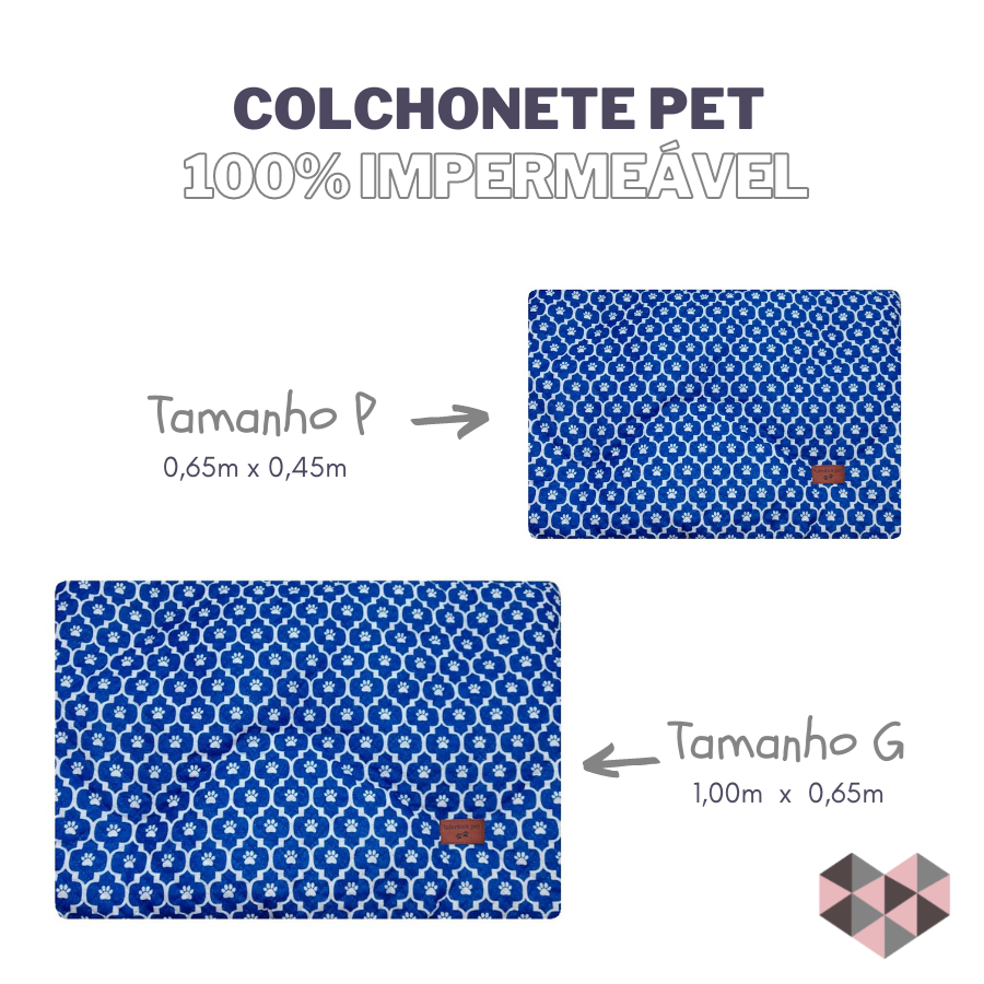 Colchonete Pet Retangular Imperveável Pequeno Azul