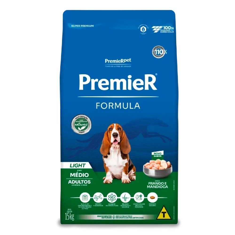 Ração Premier Fórmula Cão Adulto Light Raças Médias Frango 15kg