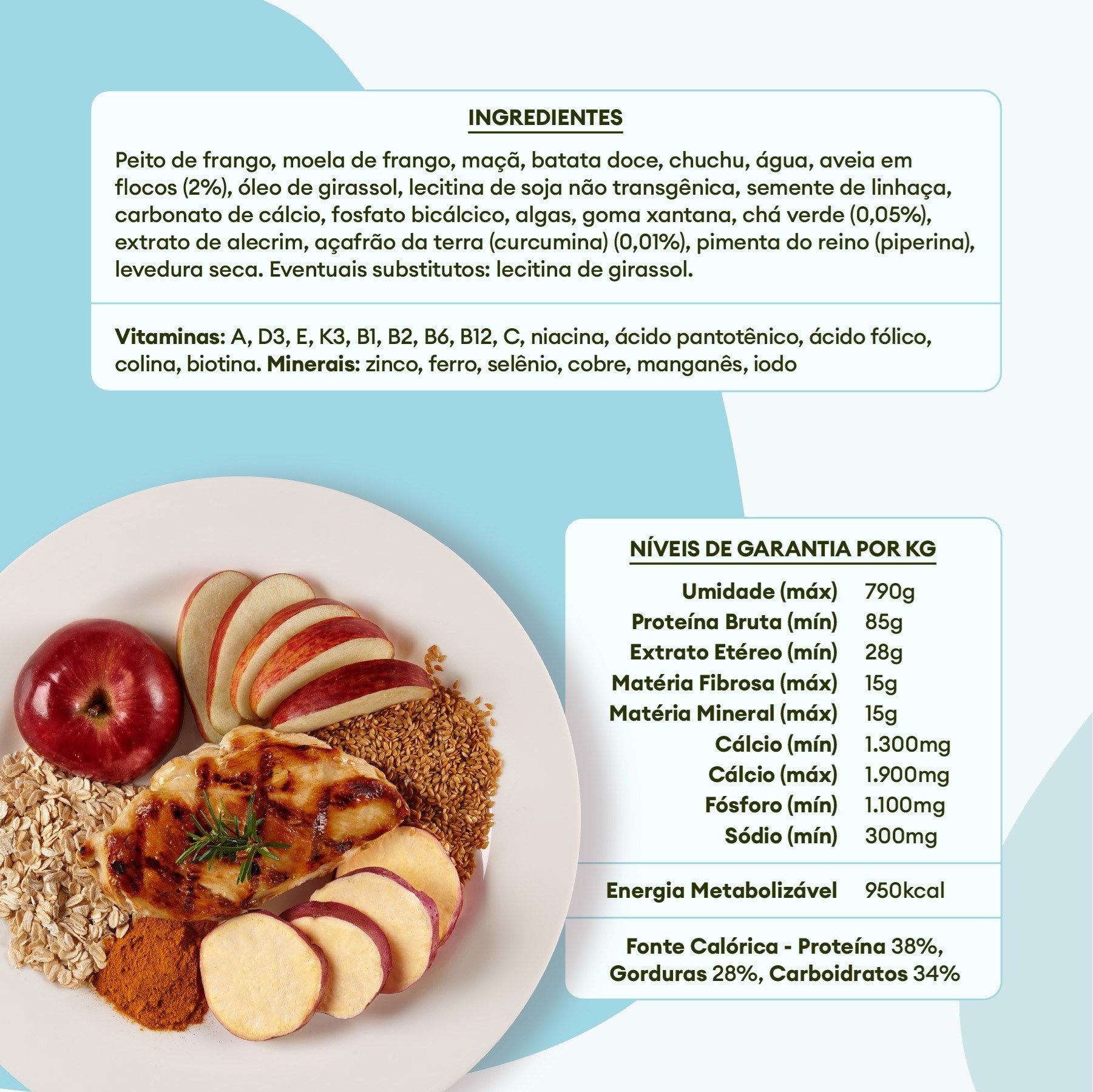 Alimentação Natural Pet Delícia Frango com Maçã Light para Cão 320g 