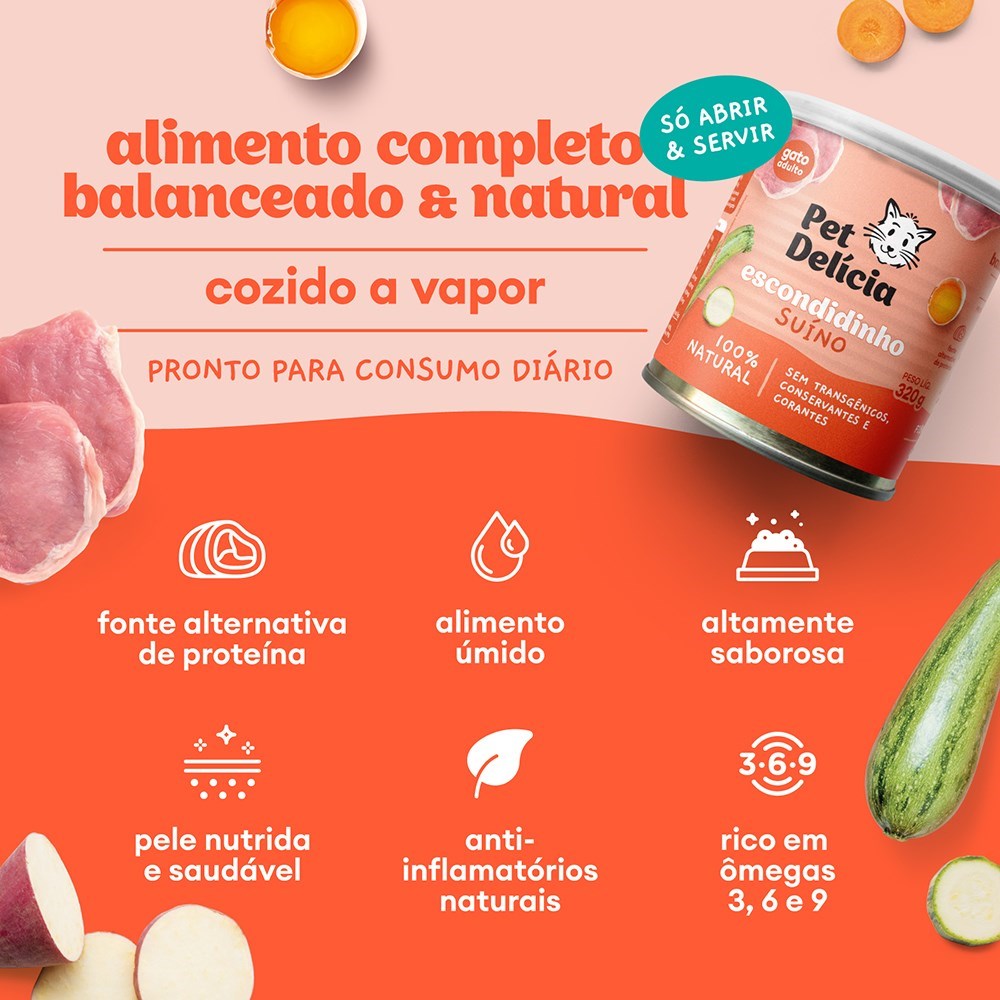 Alimentação Natural Pet Delícia Escondidinho Suíno para Gatos 320g