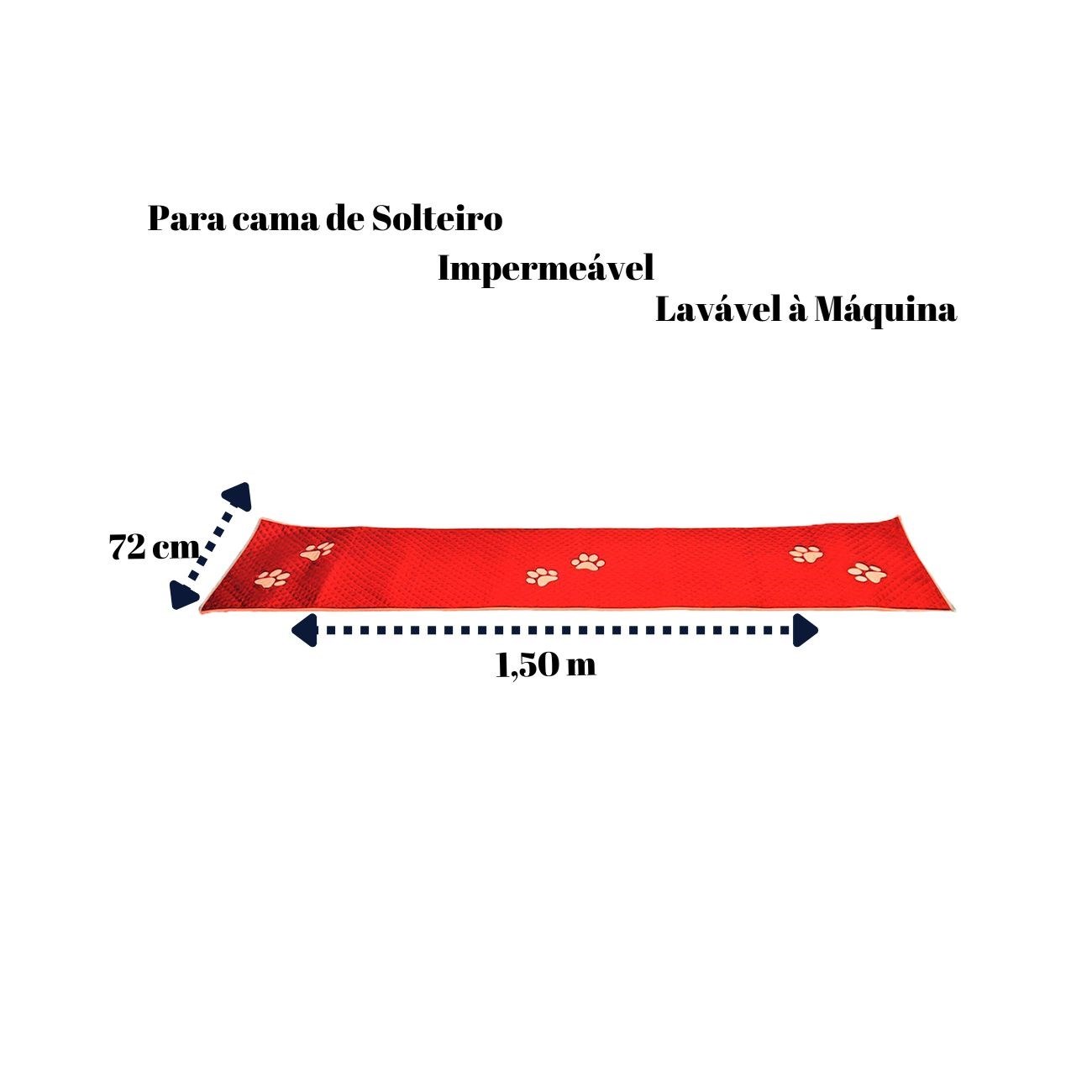 Peseira Pet Impermeável Vermelha para Cama de Solteiro 